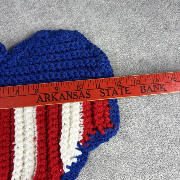USA Flag Crochet Pot Holder Fourth Of July Red White Blue Patriotic 12x12‎ - Picture 4 of 6